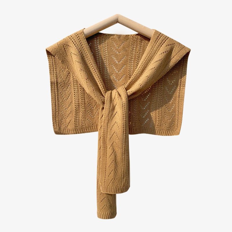 K1016 Knitted shawl outerwear for women Spring and Autumn all-match net celebrity neck stripes air-conditioned room hollow summer waistcoat fake colla