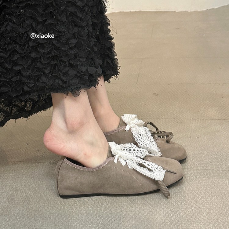 Ddmyoutdoor Unique Design Square Toe Brown Loafers Women S Ballet Style Hidden Wedge Spring And Autumn Thick Sole Shoes Outdoor Shoes