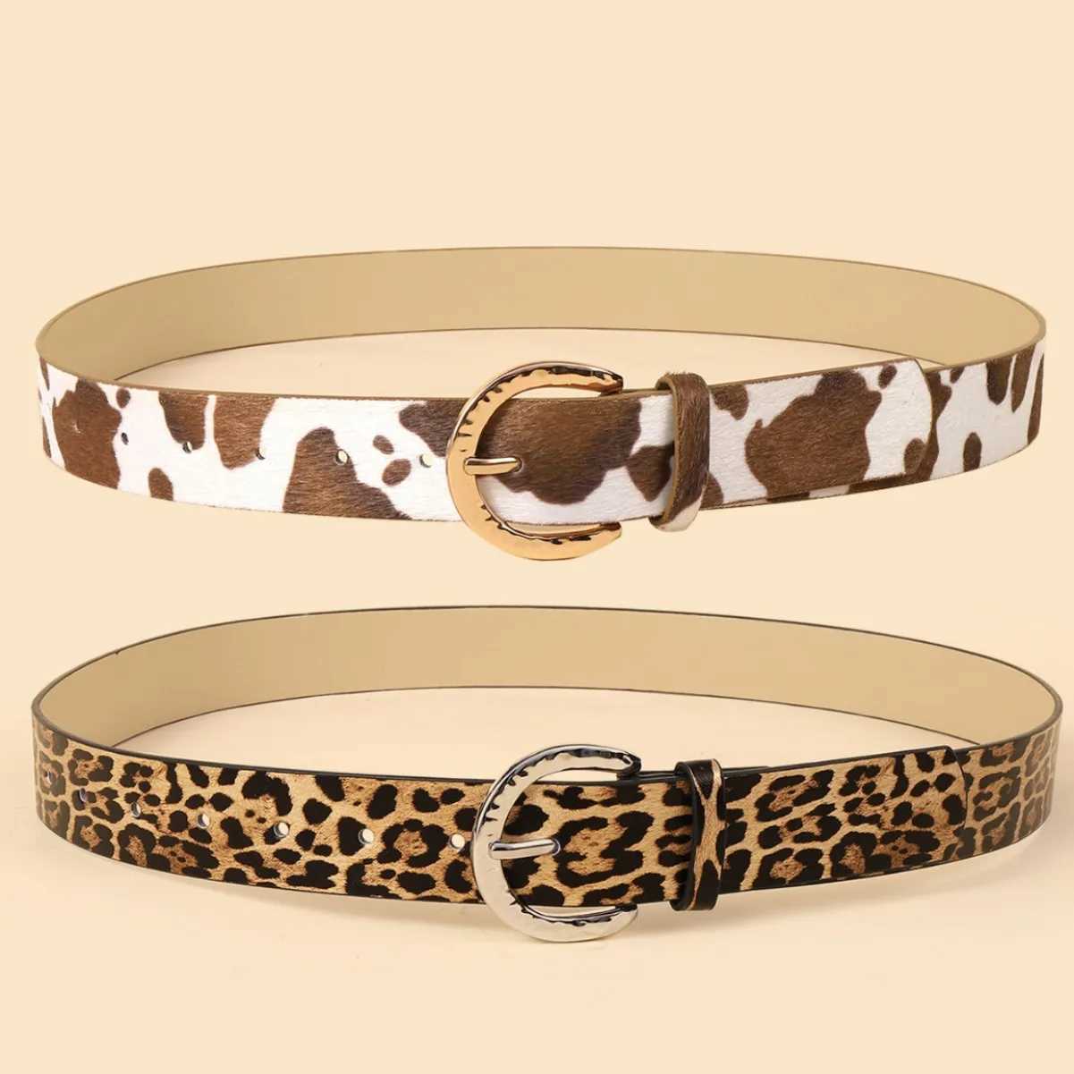 Leopard Print Pu WenS Belt Hip Hop Y2k Girls Jeans Accessories Girdle Goth Retro Leather Gold Pin Buckle Waistband X2506141