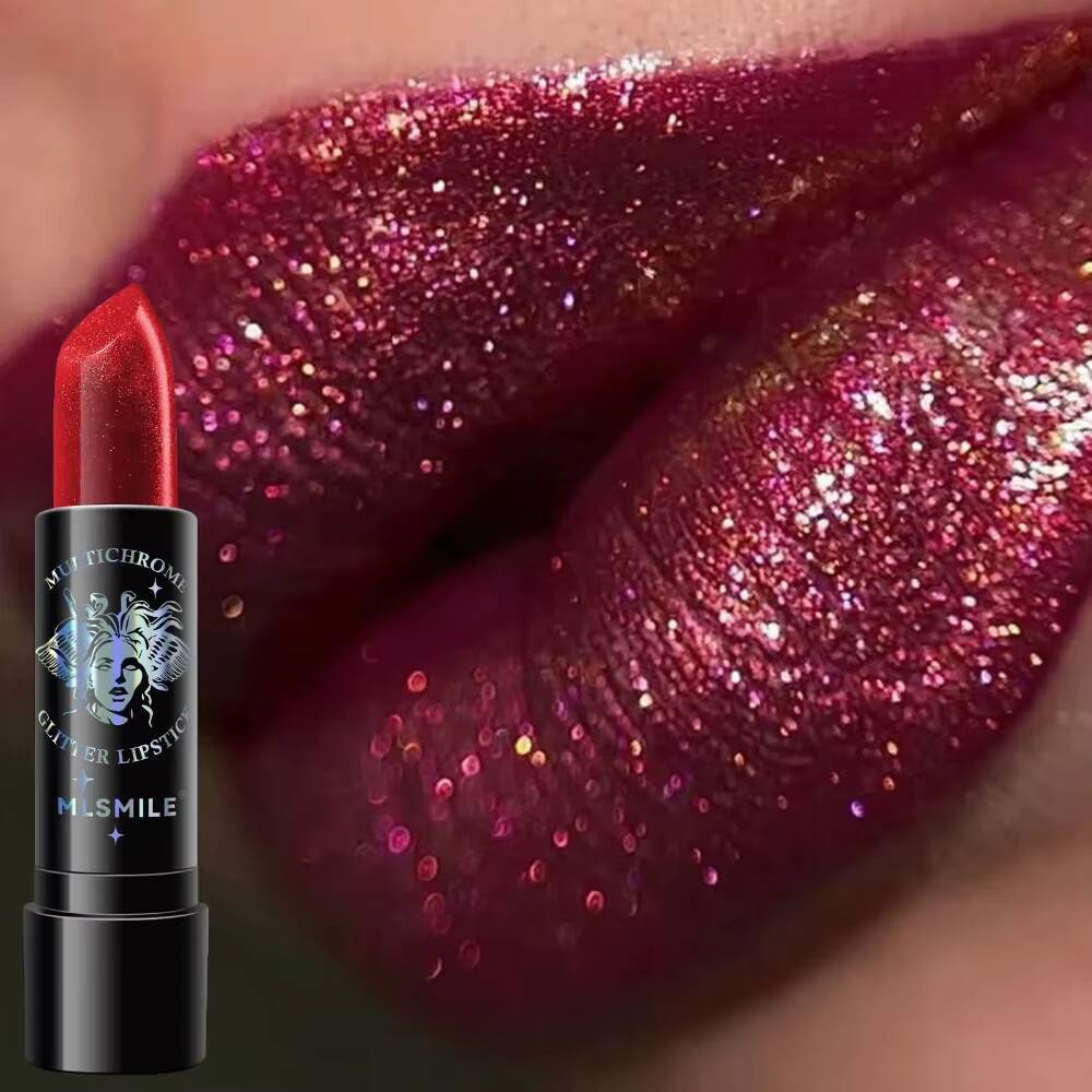 6 Colors Glitter Waterproof Long Lasting Diamond Pearlescent Lipstick Black Lip Gloss Women Lips Makeup Cosmetic happy