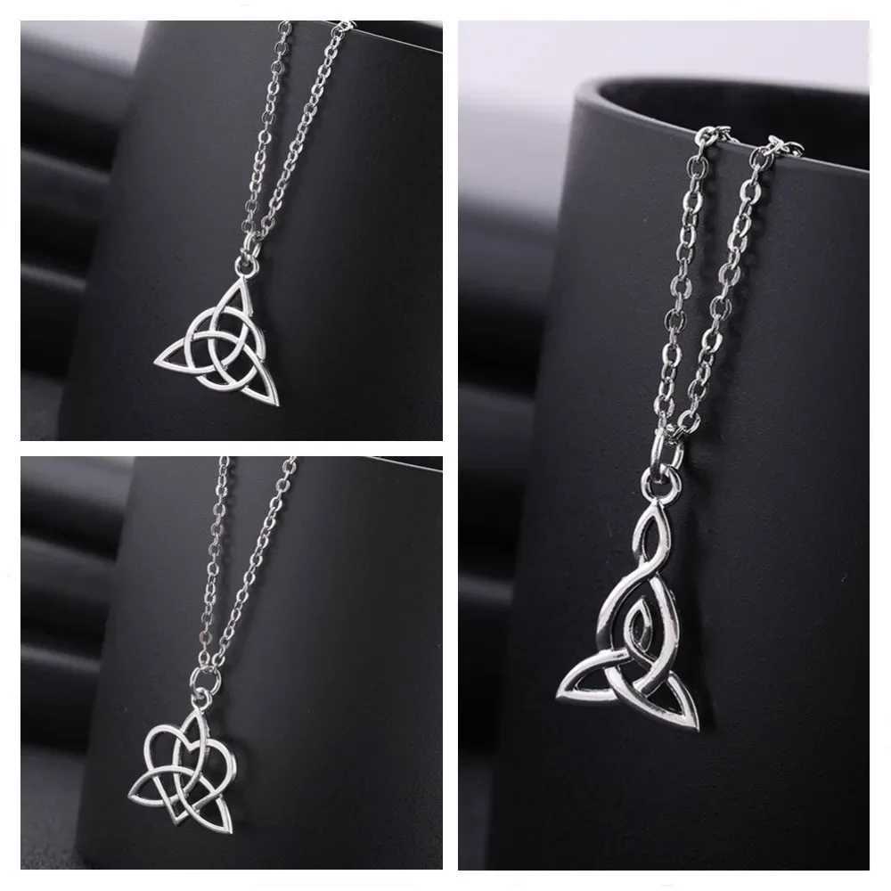 Skyrim Viking Celtics Knot Geometric Pendant Necklace Antique Sliver Triquetra Chain Necklace Amulet Jewelry Gift for Women Z250614