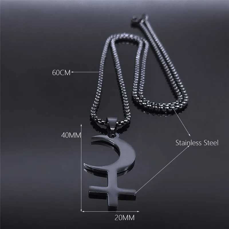 Lilith Crescent Inverted Cross Necklace Stainless Steel Astrological Symbol Sign Necklaces Satan Jewelry cruz invertida N3776 Z250614