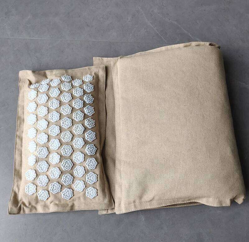 Fiess Spiky Lotus Acupuncture Massage Mat Bed Pilates Linen Cotton Yoga Massager Cushion For Neck & Back Pain Relief