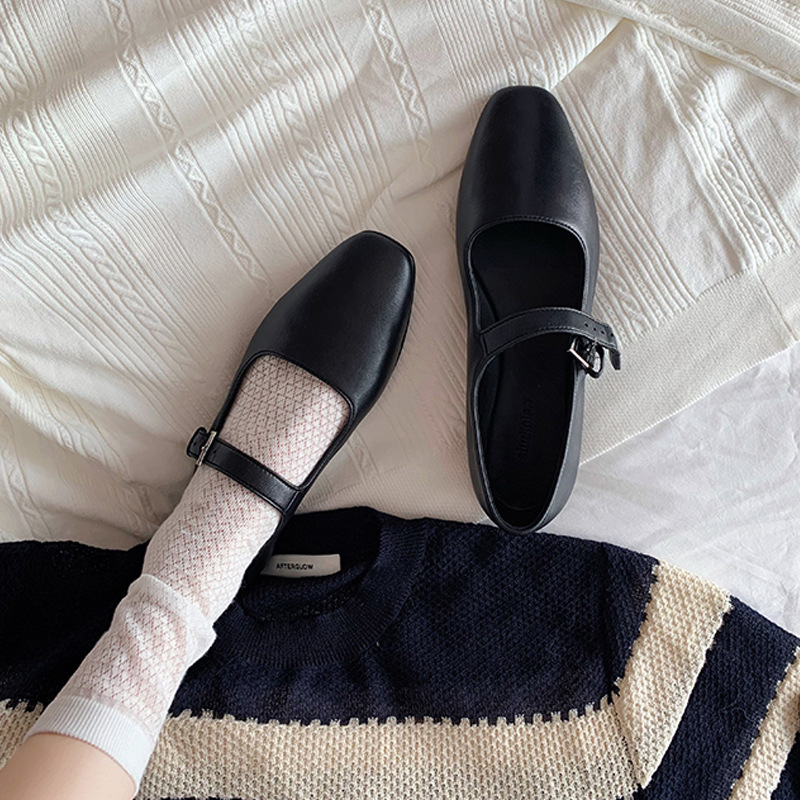 Comfortable Designer Casual Soft Sole Mary Jane Shoes for Women Single Strap Ballet Flats Grape Mom Style