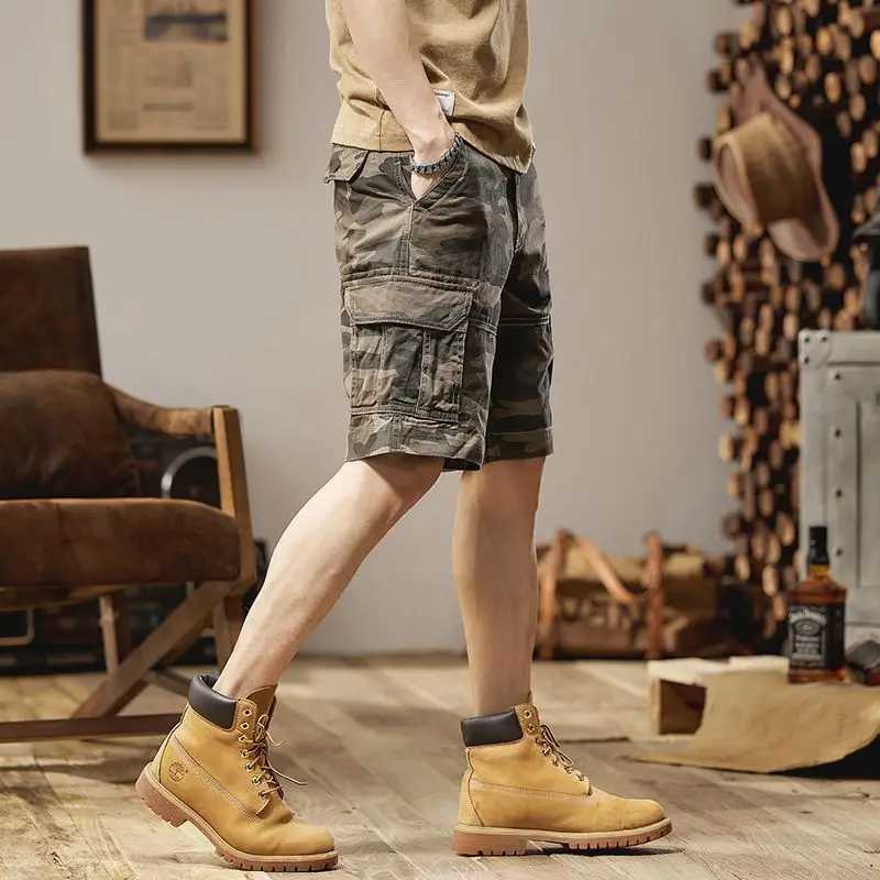Short Pants for Men with Pockets Mens Cargo Shorts Baggy Camouflage Green Casual Clothes Luxury Elegant Nylon Comfortable Summer W250614