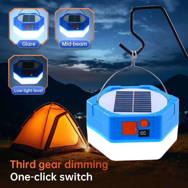 New Outdoors Garden Camp Solar Charging LED Lighting USB Power Outage Emergency Dimmable Digital Display Waterproof Mobile Phone W250613