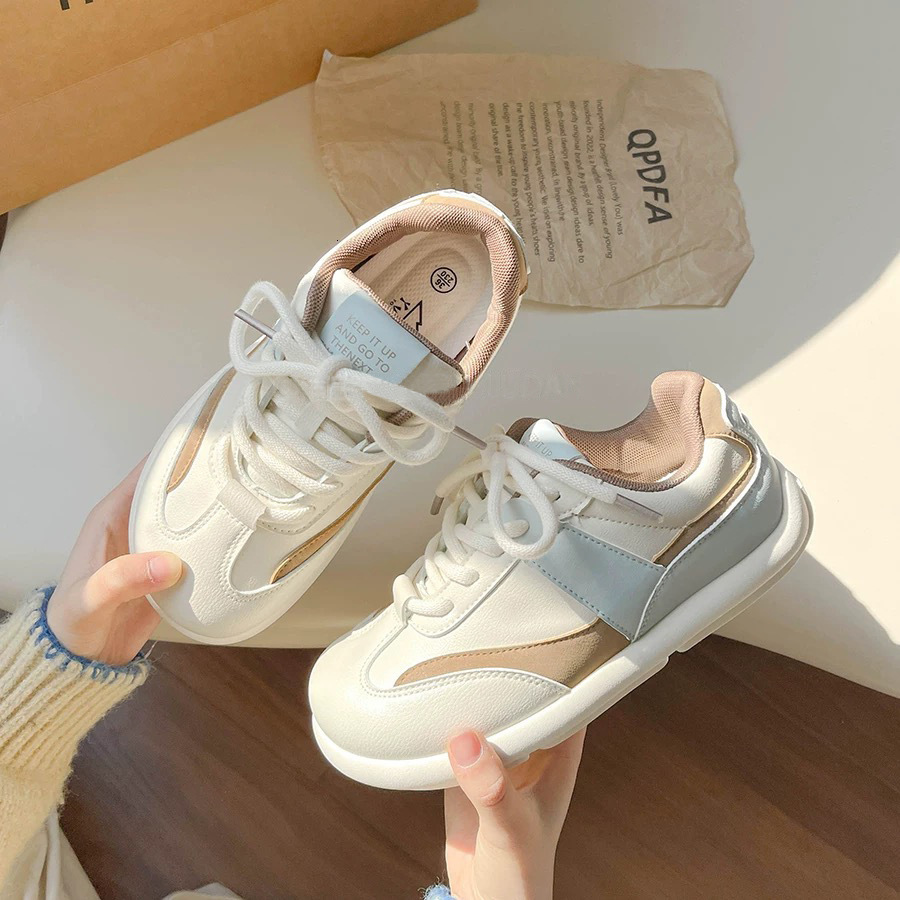 Ddmysports Korean Style Versatile Chic Thick Soled Sneakers For Women New Spring And Autumn Student Training White Shoes Outdoor Shoes