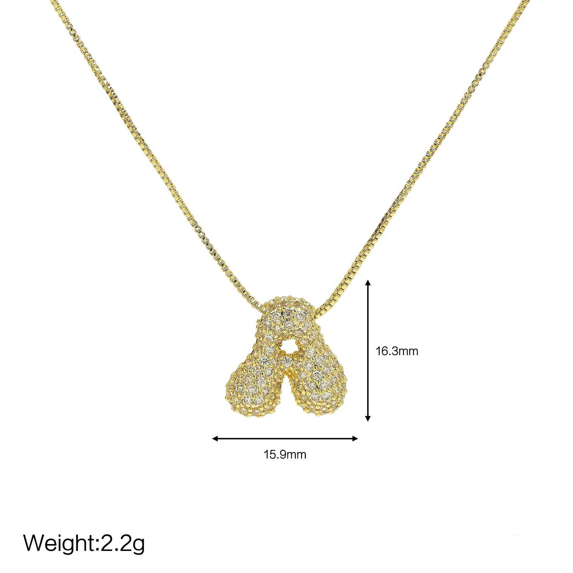 Gold Plated Balloon 26 Alphabet Letter Pendant Necklace Copper Zircon Bubble Initial Pendant For Women Personality Chain Jewelry Z250614