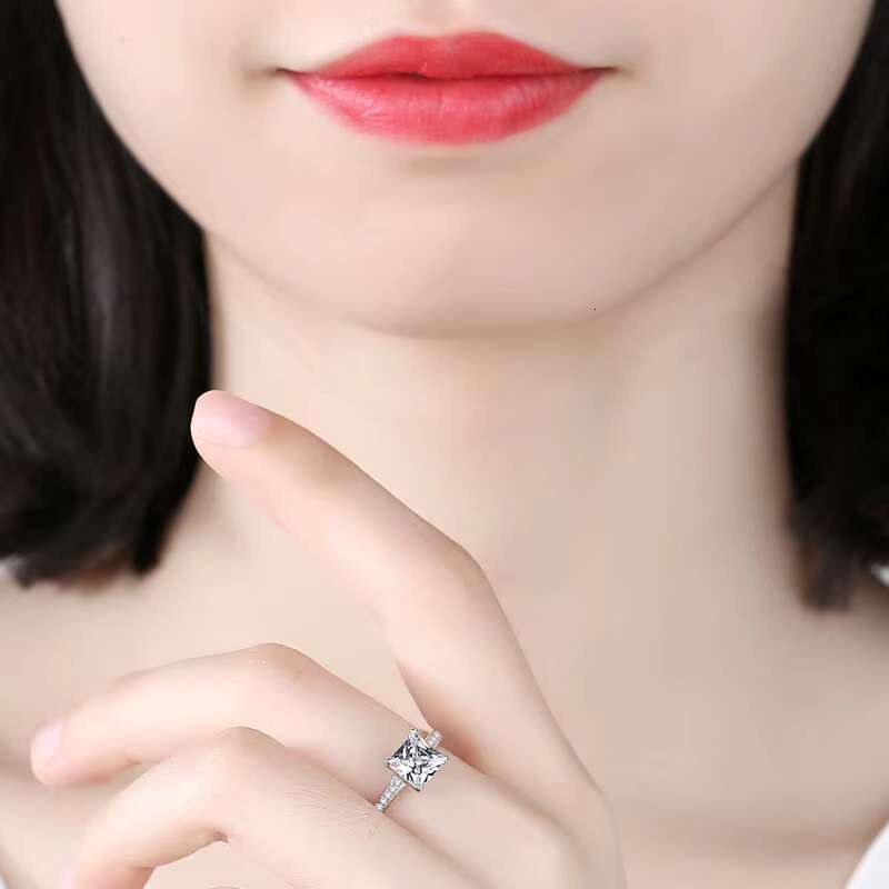 New Arrive Silver Jewelry Women Princess Cut 7*7mm Prong Setting Tarnish Free Real Silver Engagement Promise Rings
