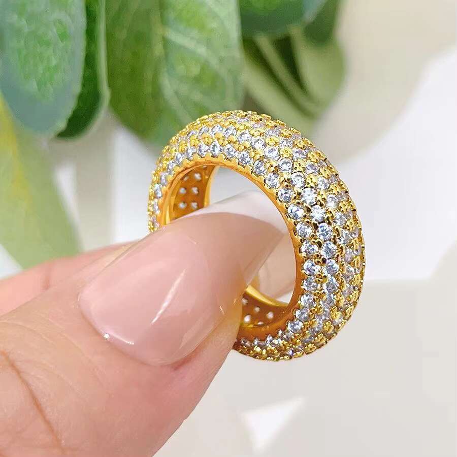 FOXI Pave Full Moissanite Infinity Rings Hip Hop Jewelry Gold Plated 925 Sterling Silver VVS Moissanite Diamond Bling Mens Ring