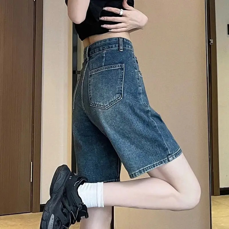 High-waisted Five-point Denim Shorts for Women in Summer Thin Large Size Loose 250613