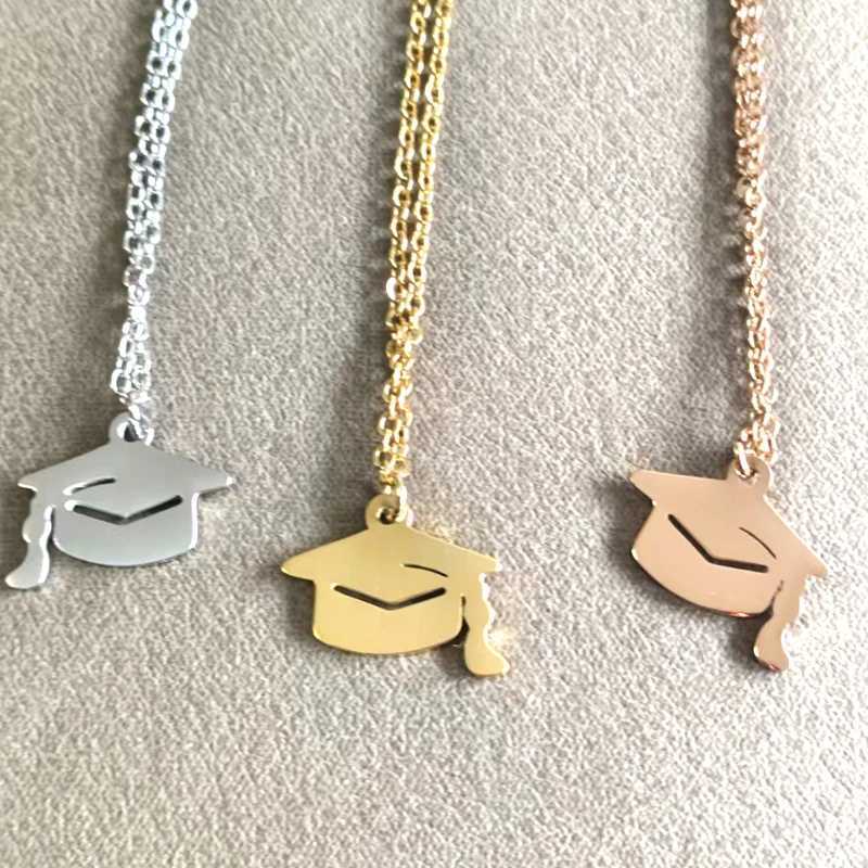 10pcs lot Stainless Steel Geometry Graduation Hat Pendant Necklaces for Women Jewelry Graduation Season Commemorative Gift Z250614