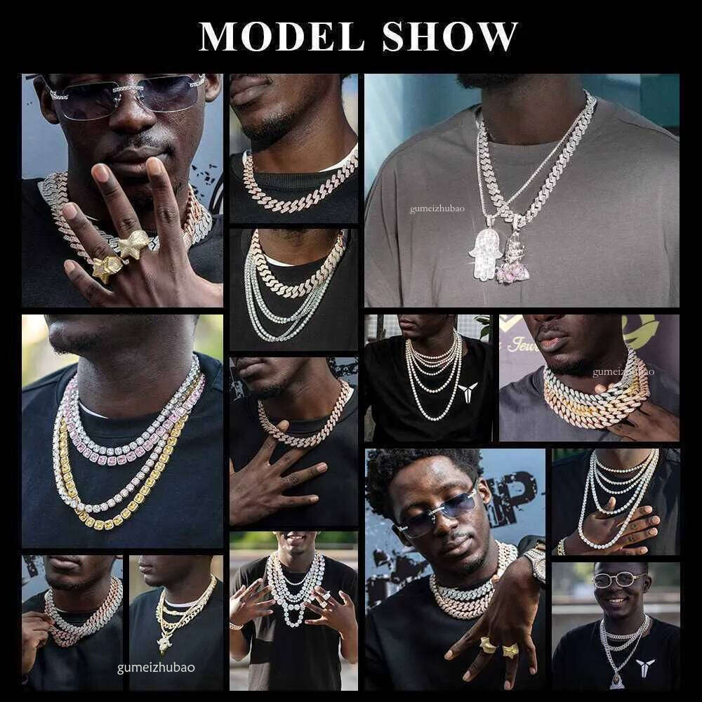 moissanite chain Cuban Link Chain Custom Pendant Necklaces Pass Test Vvs Moissanite Dia Hip Hop Necklace Men Jewelry