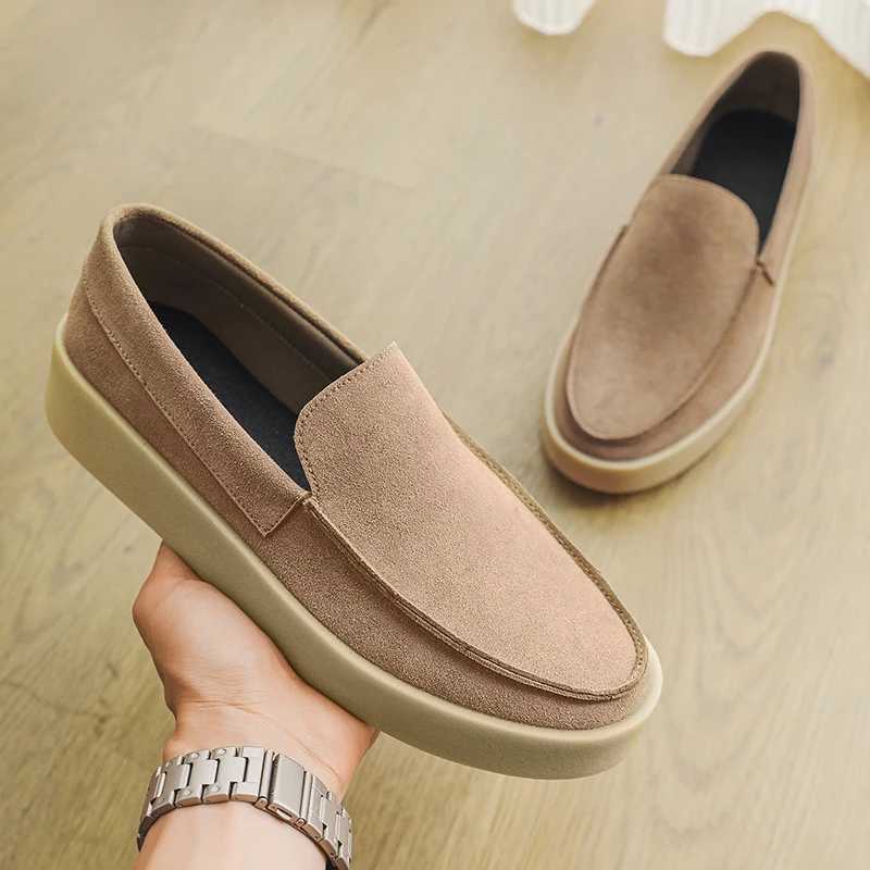 Fi Mens Slip- Casual Shoes Suede Leather Mens Trendy Classic Loafers Men Outdoor Driving Flats Mens Shoes XJ250614