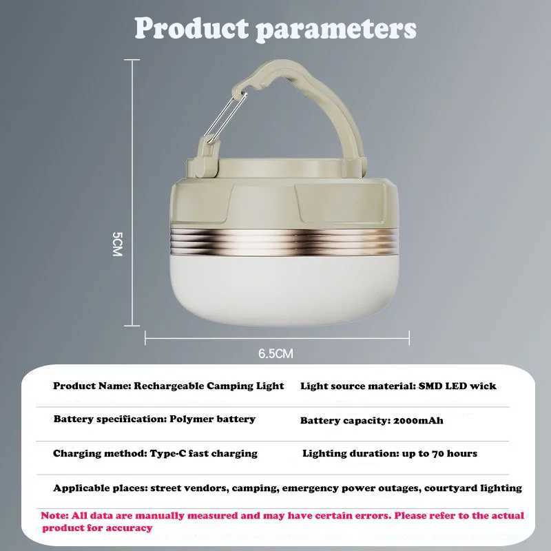 Camping Lamp Ultra Long Endurance Ultra Bright Mini Tent Lamp Canopy Atmosphere Camping Lamp Outdoor Rechargeable Lighting Lamp W250613