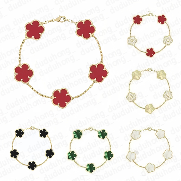 Gold Designer Bracelet Braclet Chain Fine Mother Of Pearl Bijoux de luxe Lady Stone Bracelets Necklaces Fashion Black White Clover Jewelry