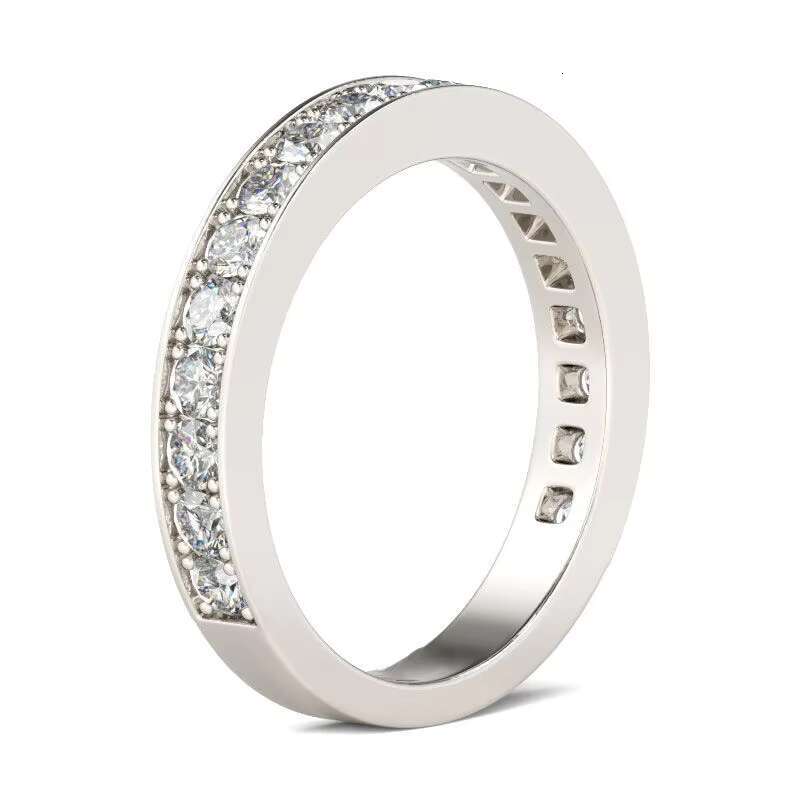 Fashion Moissanite Ring Simple Style Half Set Diamond 925 Silver Moissanite Engagement Rings for Women