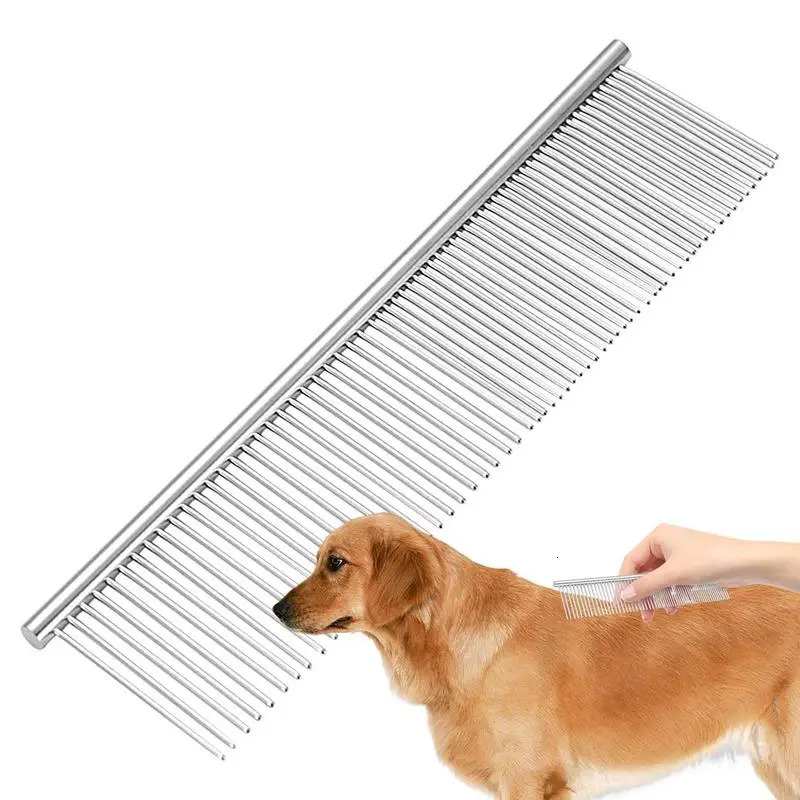 Comb For Dogs Dematting Tool Dog Comb Pet Cat Grooming Comb Smooth Grooming Brush Metal Comb For Pet Hair Removal For Puppy Cat 250614