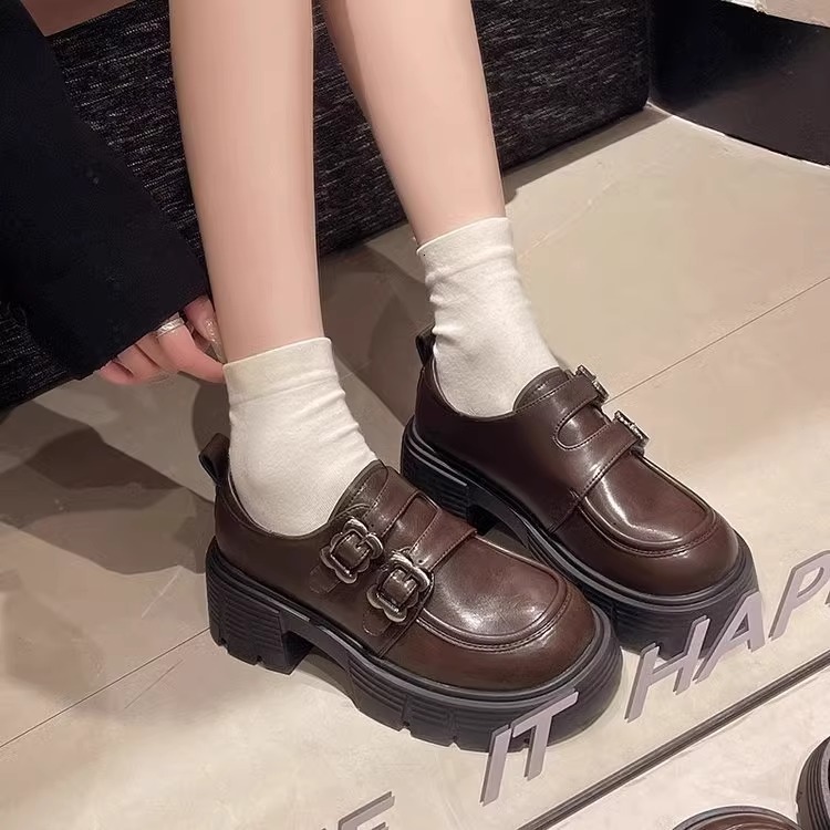 Ddmysports New Spring Slip On Chunky Heel Thick Sole British Style Women S Loafers Petite Mary Jane Shoes Outdoor Shoes