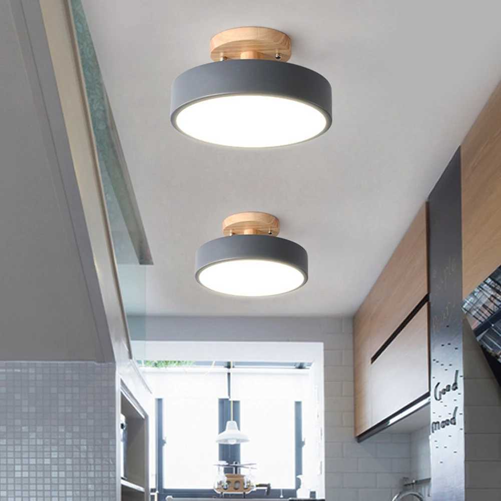 Nordic Round LED Ceiling Lamp Wood Grain Light Ceiling Light Home Bedroom Lighting for Kitchen Corridor Home Decor Fixtures XJ2500613