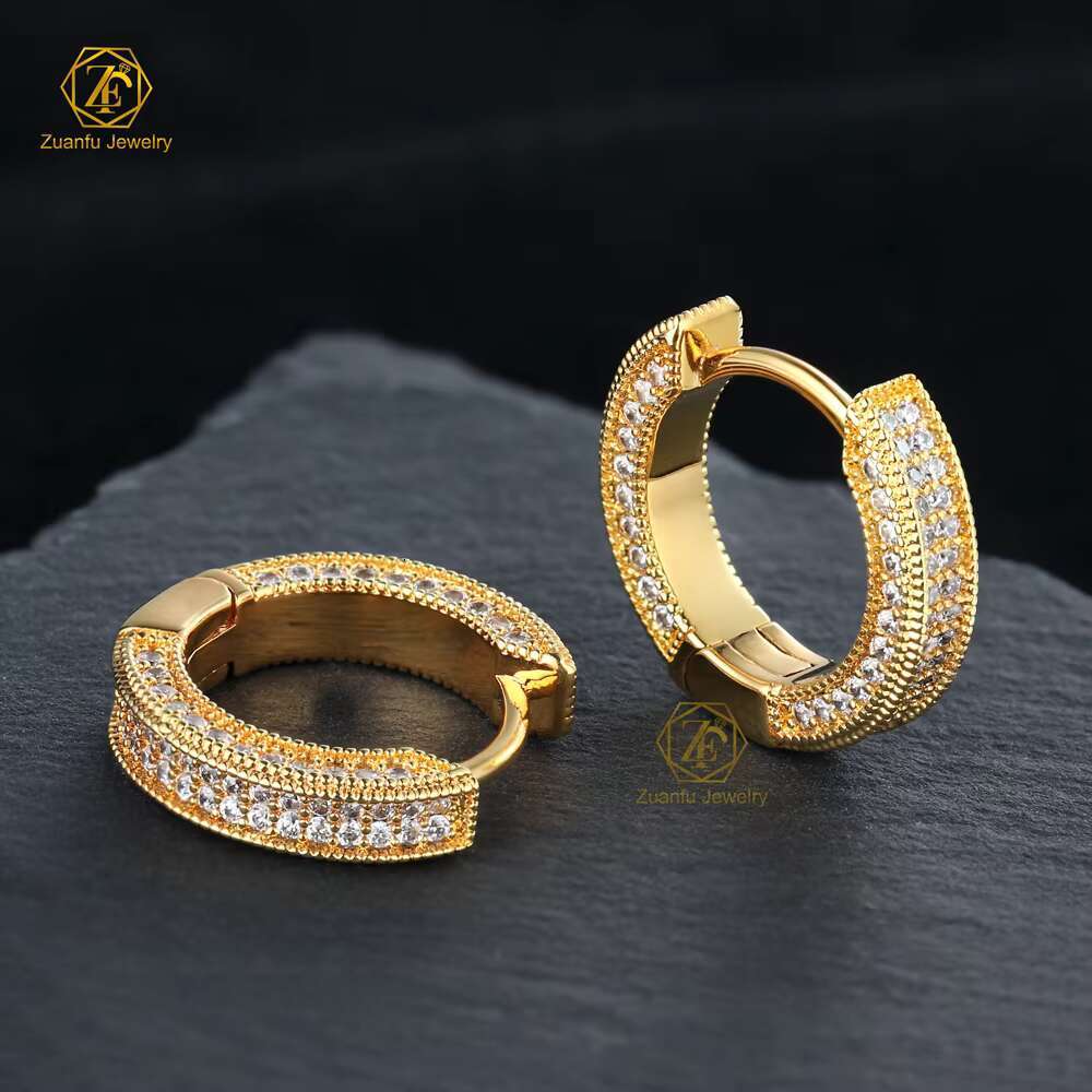 Fine Vintage Jewelry 925 Sterling Silver 18K Gold Plated D VVS Hoop Moissanite Earrings Huggie Earrings for Women Cuff Ear Stud