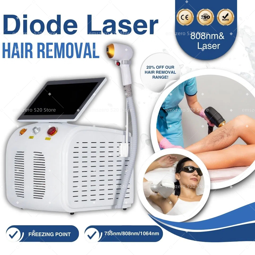 Professional Ice Titanium 808nm Diode Laser Hair Removal Machine with Triple Wavelengths for Painless Permanent Depilation
