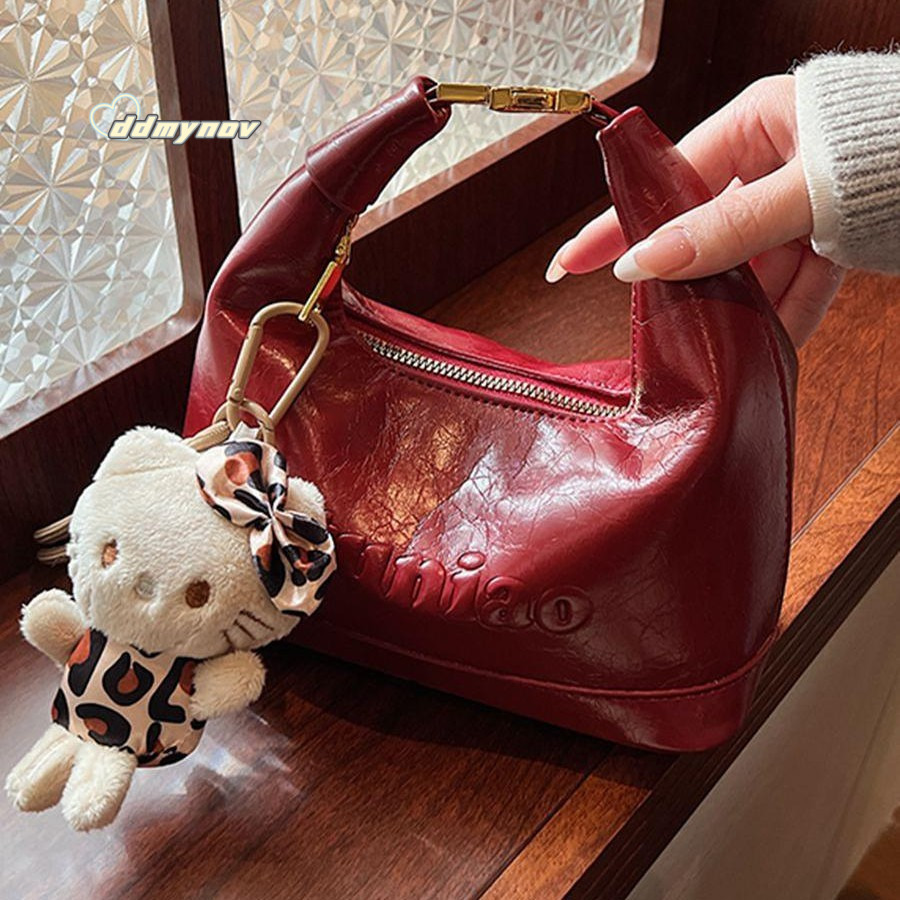 Red Small for Women 2025 New Fashion Trend Versatile Crossbody Super Popular Handheld Dumpling Bag ddmynov