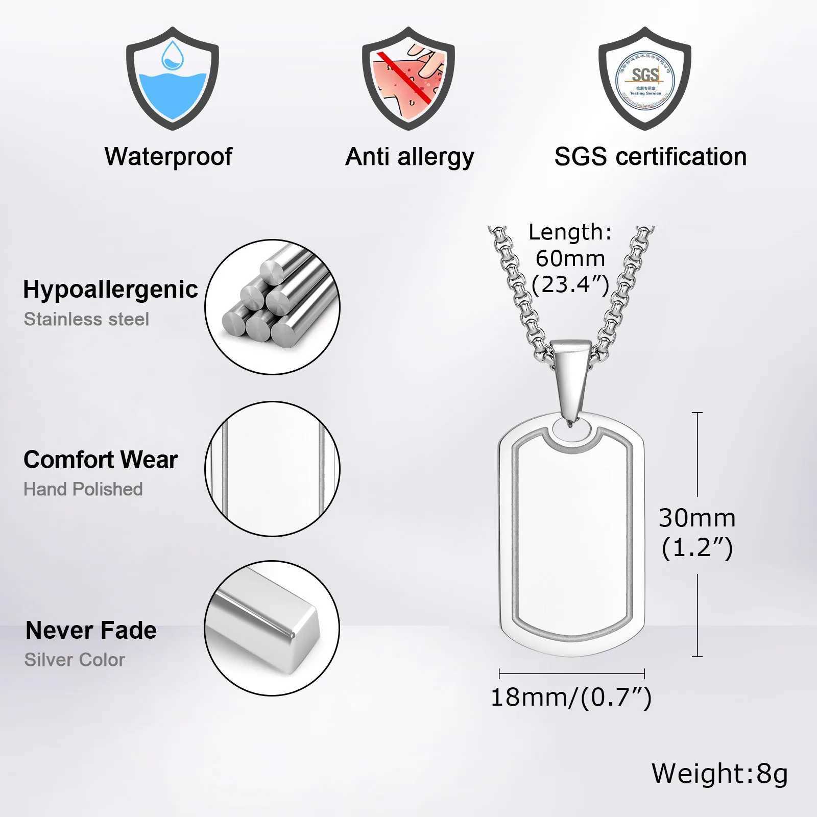 Punk Initial DogTag Necklace for Men A-Z 26 Letter Stainless Steel Pendant Necklaces Old English Number Jewelry Gifts for BBF Z250614