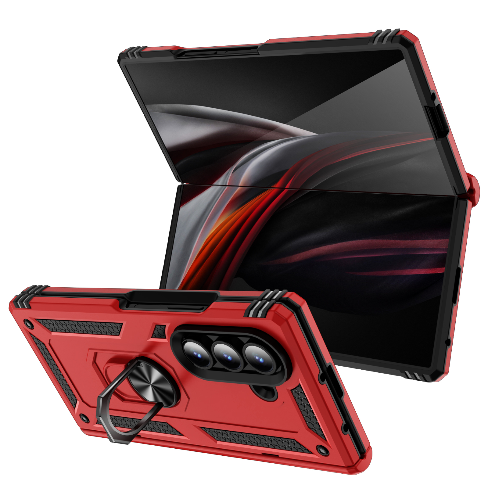 Luxury Military Shockproof Heavy Duty Cases Hybrid Armor Ring Stand Magnetic Car Mount Shockproof Rugged Cover For Samsung Galaxy Z Fold Flip 7 6 5 5G