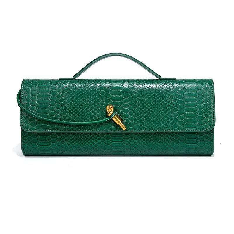 Vintage Long Box Clutch Bags Women Brown Crocodile Pattern Wallets Gold Metal Chain Handbag Designer Evening Party Purse