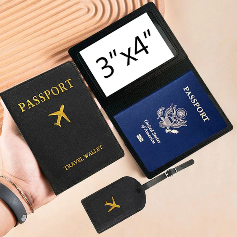 Passport Cover Pu Leather Holder Case Luggage Tags For Travel Baggage Label Suitcase travel accessoriesSet 250614