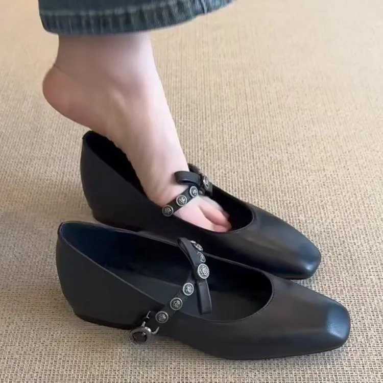 Marie Janes Shoes Women Square Toe Flat Sandals Woman Loafers 2025 Shallow Trend Summer Soft Leather Dress Comfort Casual Shoes XJ250614