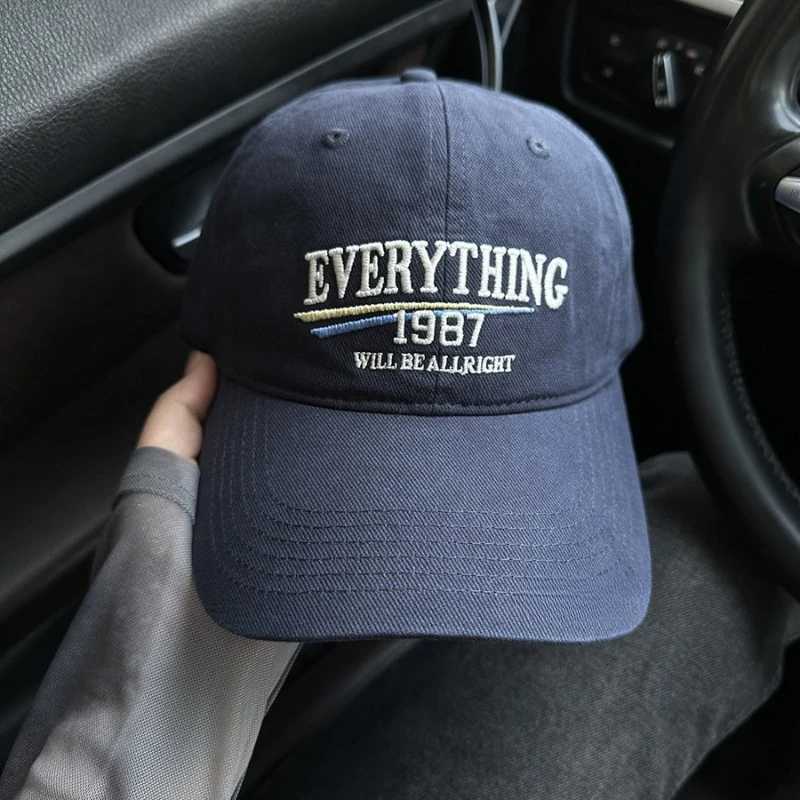 American Retro Washed Cotton Embroidered Letter Baseball Hat for Men and Women with Wide Brims and Small Peaked Caps W250614