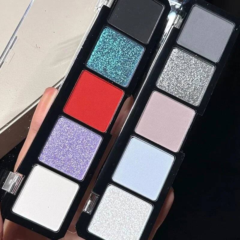 5 Colors Dark Night Black Red Palette Glitter Matte Pearlescent Shimmer Shinny Eye Pigment Eyeshadow Cosmetic Makeup