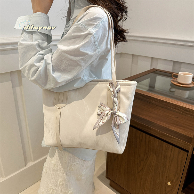 Tote Korean Style Solid Color Simple Textured Handbag Large Capacity Versatile Class Commuting Bag for Women ddmynov