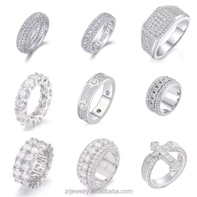 Telula Moissanite Rings Gra Certified Iced Out Moissanite Men Ring S925 Sterling Silver Gold Plated Hiphop Moissanite Ring