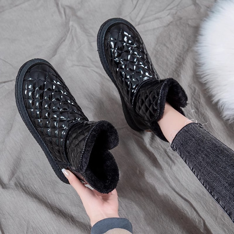 Ddmysports Fleece Lined Snow Boots For Women Thick Soled Outdoor Wear Winter New Style Sheepskin Short Thickened Non Slip Cotton Shoes Outdoor Shoes