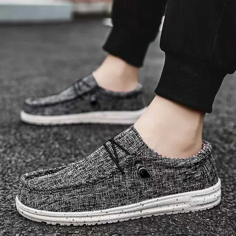 Mens Fi Canvas Loafers Comfortable Lightweight Breathable Mens Casual Shoes Flat Slip- Driving Shoes Man 2025 XJ250614
