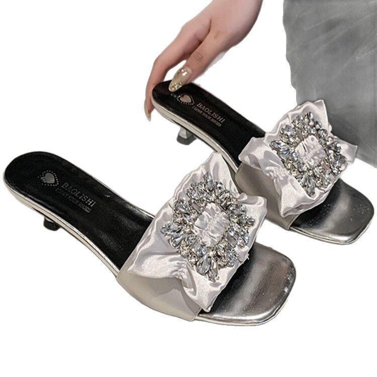 Ddmysports Summer Fairy Style Fashion Mid Heel Square Toe One Strap Slippers To Match Dresses Casual Sandals Outdoor Shoes