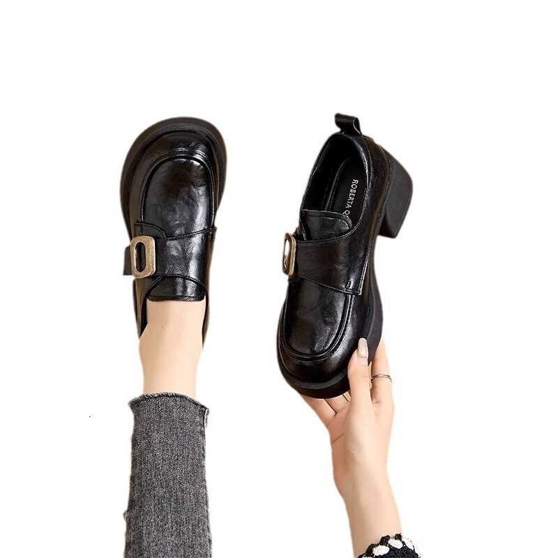 Ddmysports British Style Soft Loafers New Thick Sole Single Spring And Autumn Casual Fashion Small Leather Shoes Outdoor Shoes