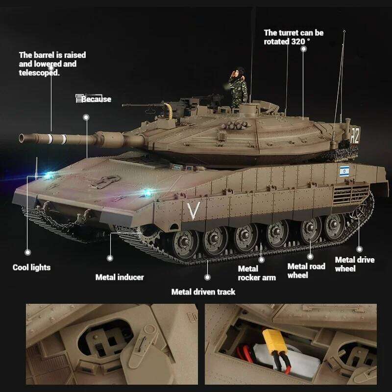 Henglong 1:16 Meikava Remote Controlled Large Main Battle Metal Tracked Electric Tank Simulation Military Model Toy Gifts