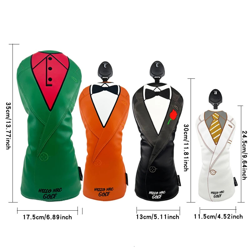 Golf Wood Head Cover Suit Style Waterproof For Driver Fairway Hybrid Golf Headcovers With Number PU Leather Golf Accessories 250613