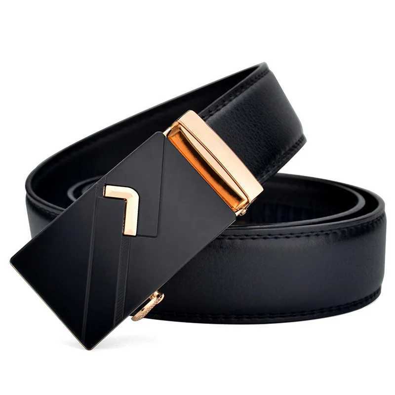 3.5cm Popar High-quality Mens Genuine Leather Belt Luxury Metal Alloy Autatic Buckle Waistband Fashion Black Brown Belts X250614