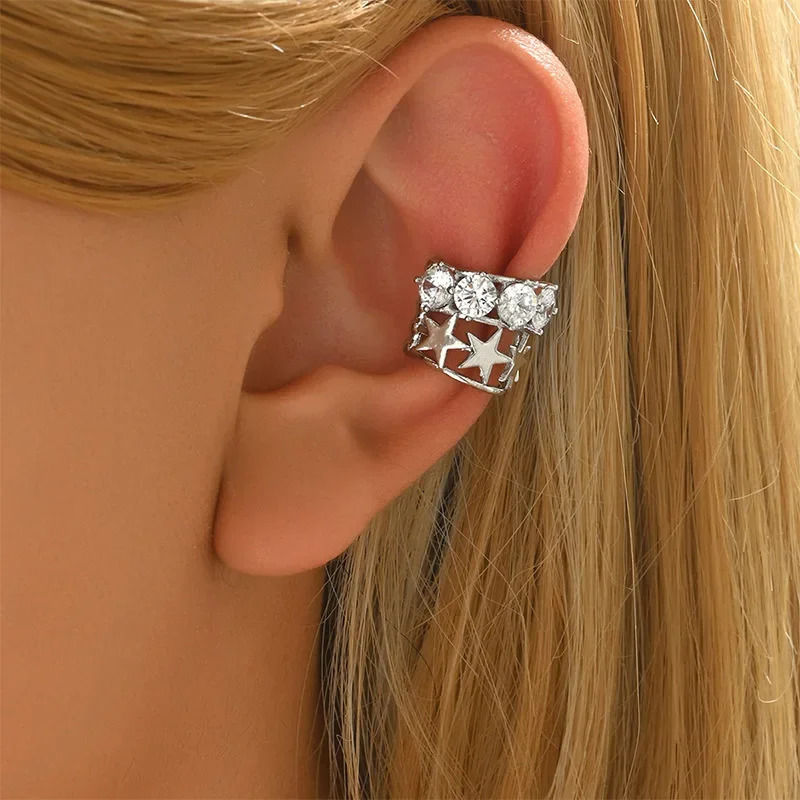 French Elegant Hollow out Embedded Zirconia No Piercing Ear Cuff Sensation Jewelry Ear Decorations without Hole 250610