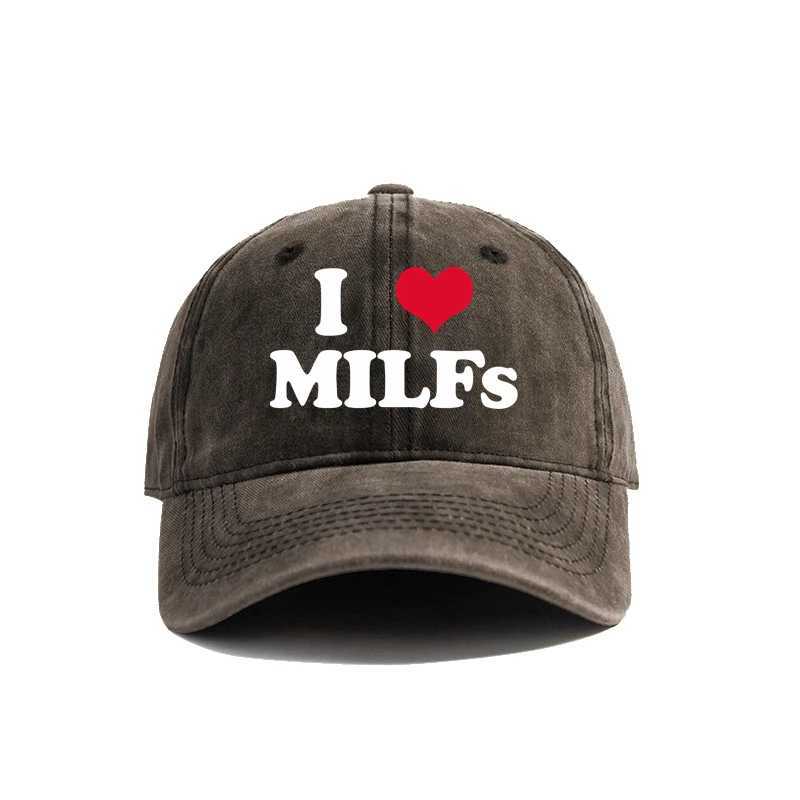 I Love MILFS Baseball Cap Summer Distressed Dad Hats Men Outdoor Adjustable Cotton Caps MZ-476 W250614