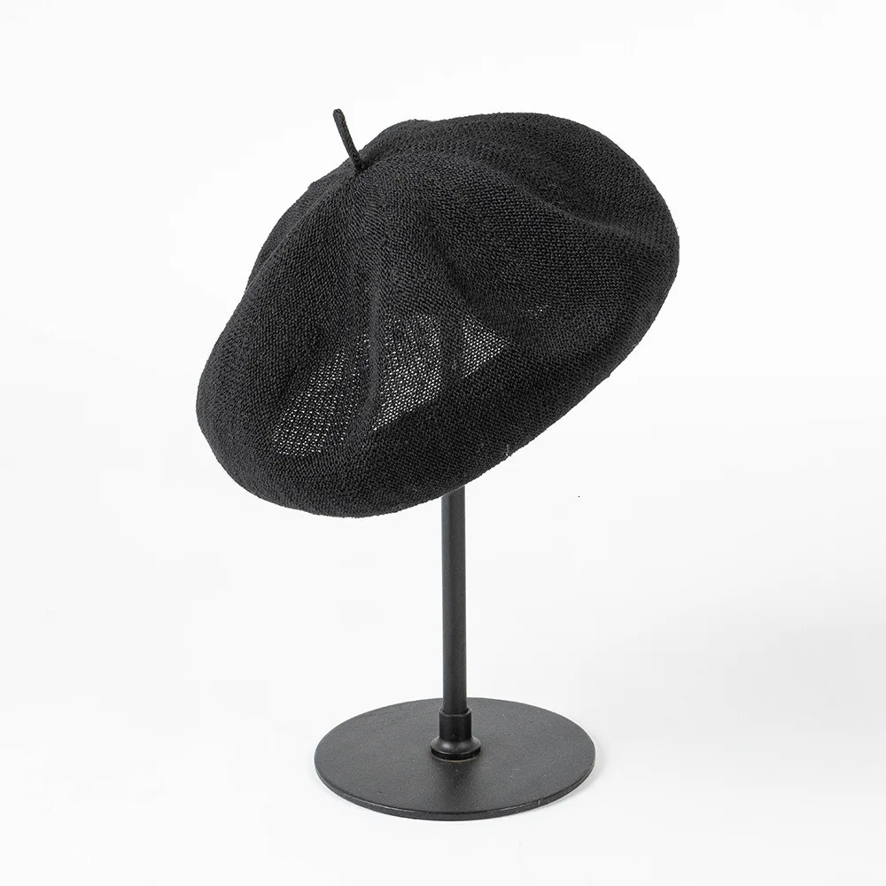 Womens Knitted Linen Beret Hats French Ladies Painters Hat Deep Brim Mushroom Caps Beanie Soft Breathable Oversized Large Size 250604