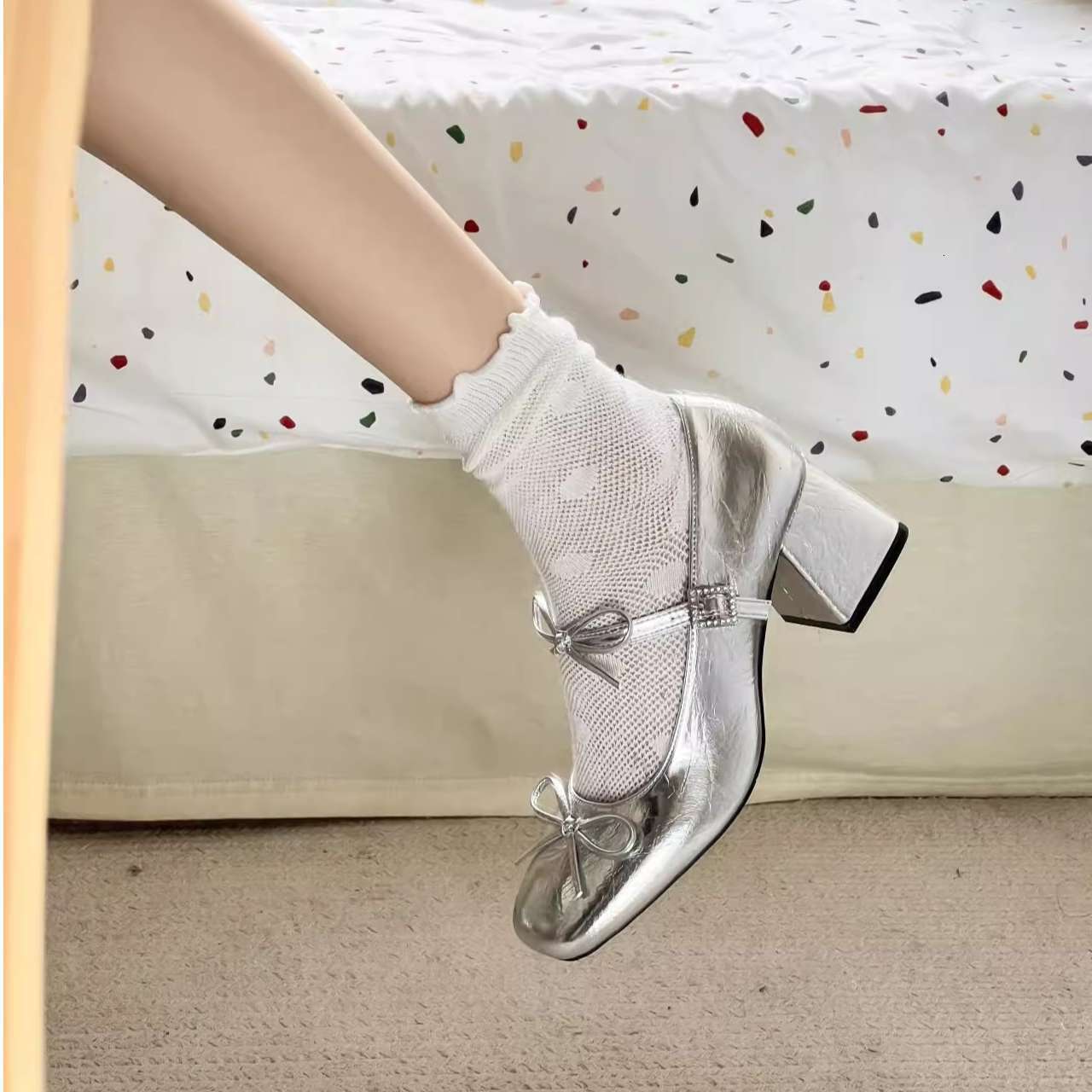 Ddmyoutdoor French Chunky High Heel Shallow Mouth Single For Women Spring Summer New Fairy Style To Match Skirts Mary Jane Small Leather Shoes Outdoor