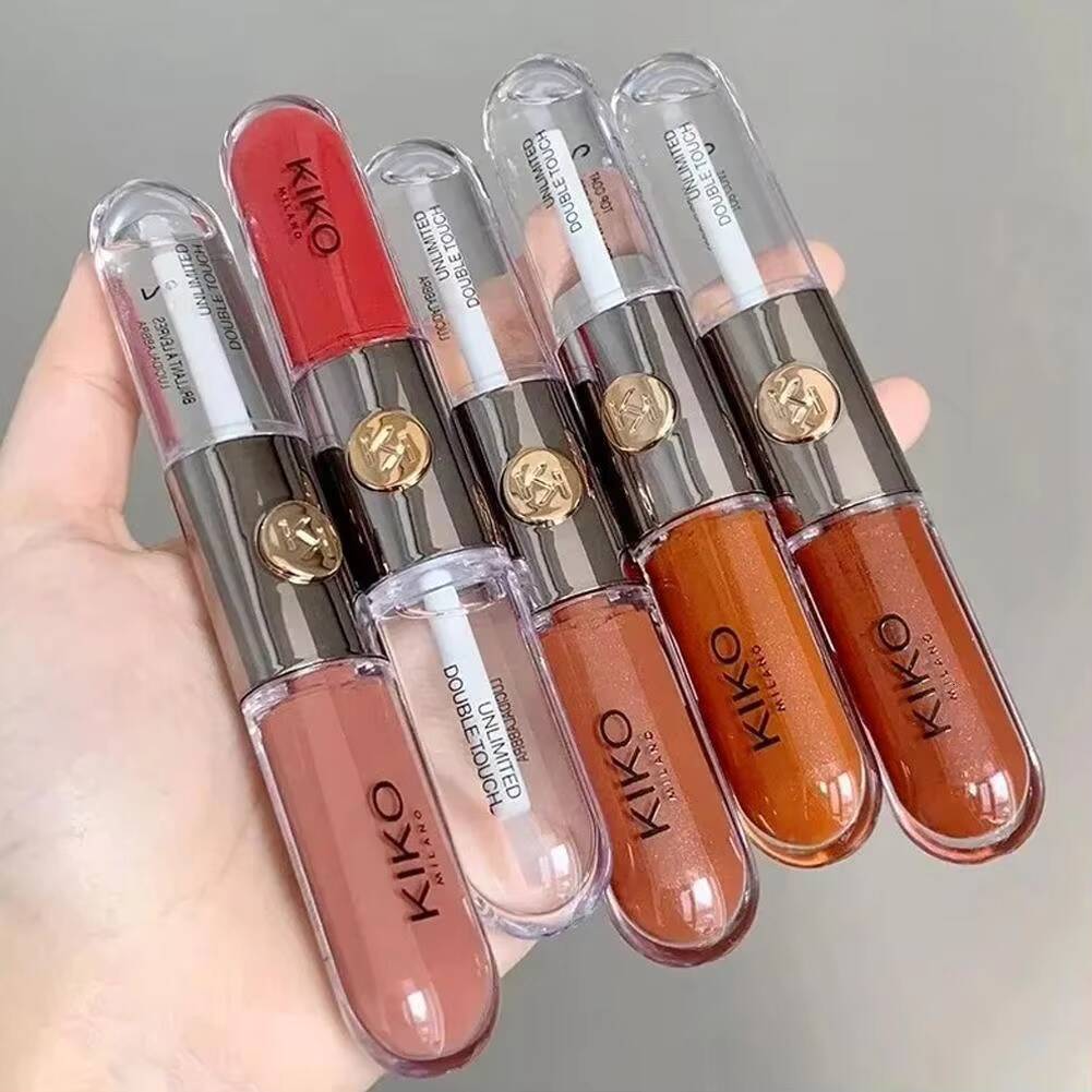 Double Headed Lipstick Mirror Face Gloss Non-Fading Lipsticks Milk Tea Bean Paste Transparent Sexy Plump Lip Makeup happy