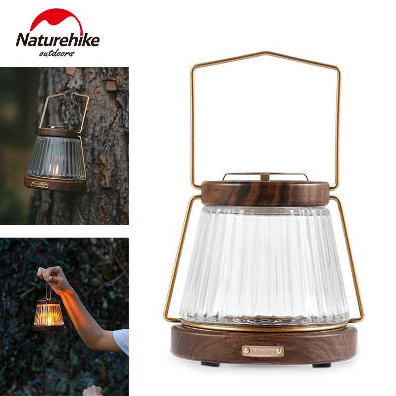 Naturehike Walnut Candle Lamp Outdoor Camping Garden Retro Hanging Lighting Atmosphere Holder Lantern Windproof Home Dinner Lamp W250613