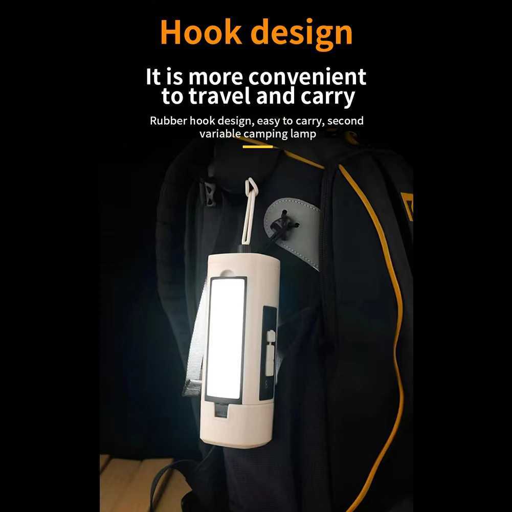 High Power Foldable 3 Light Modes Portable Lantern Digital Display 360 Rotation Lamp Strong Magnetic Attraction for Emergency Camping W250613